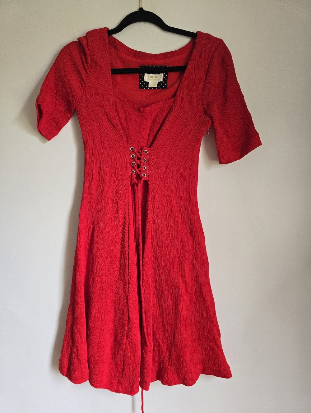 Anthropologie Maeve Juliet Corset Dress Woman Red Flare.